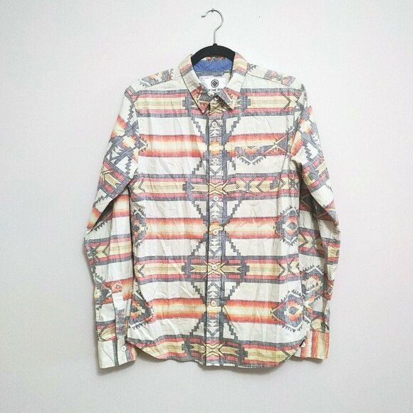 On The Byas  Reverse Southwestern Navajo Button Up Shirt Size Small Cotton - Picture 1 of 3